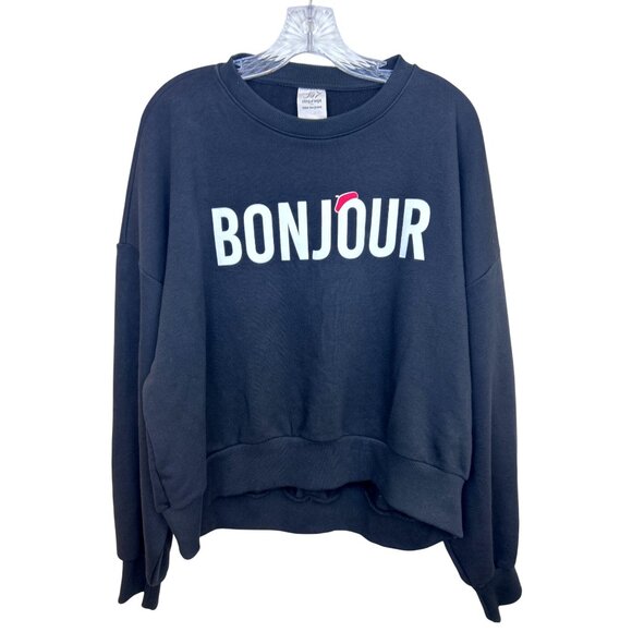 cinq a sept Tops - Cinq à Sept Bonjour Black Beret Brandy Pullover Sweatshirt Women's L Oversized